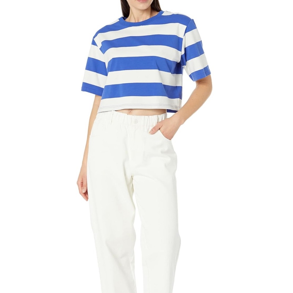The Drop Sydney Blue White Striped Crop Top Size L - Picture 4 of 4